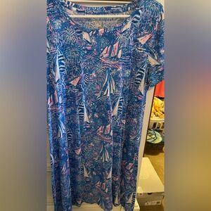 Etta Lilly Pulitzer Blue and Pink Fabric Dress.